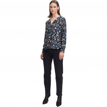 Blusa de Mujer Byoung Josa Estampado Azul Marino Cuello Pico