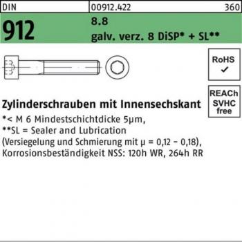 Reyher Zylinderschraube M8x110 8.8 verzinkt 100 Stück
