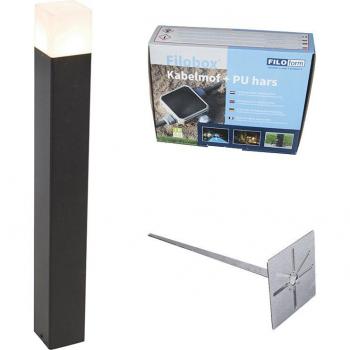 Qazqa Black Opal Glass Outdoor Post Ground Spike with Cable Connector, 70 cm (Denmark)
