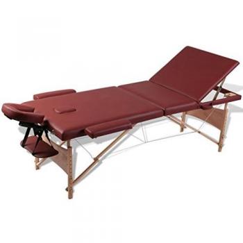 Mesa Camilla de Masaje Plegable de Madera 3 Zonas Rojas