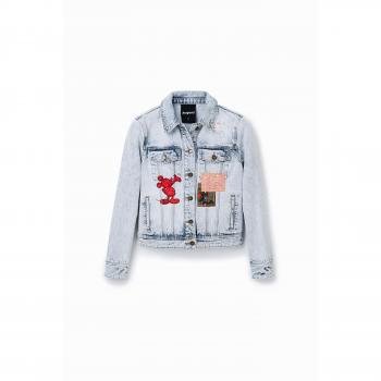 Desigual Chaqueta Vaquera Mickey Mouse, 100% Algodón Azul