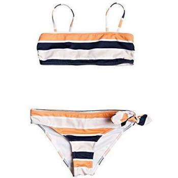Ensemble de Bikini Bandeau Roxy Fille 8-16 Ans Cadmium Orange Pong Stripes S FR : L