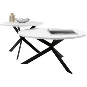 Mesa de centro Oswego 108, Redonda, Aglomerado laminado, 58cm de diámetro