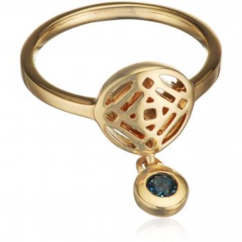Cai Damenring 925 Sterling Silber vergoldet mit gelbem Topas