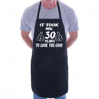 Over the Hill and Still Grilling BBQ Cooking Funny Novelty Apron Black (Size: One size)