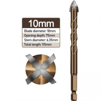 Cross Alloy Drill Bit with Hex Shank for Glass and Concrete