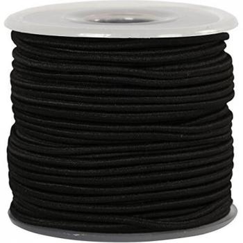 Cordon Ã©lastique, Ã©p. 2 mm, noir, 5 m/ 1 rouleau