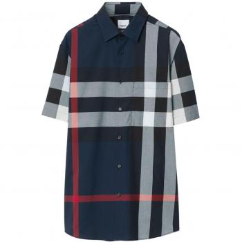 Camicia Summit Blue in cotone con stampa check S