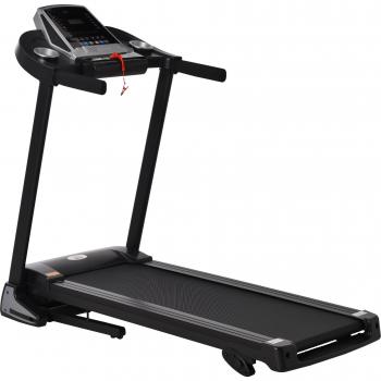 HOMCOM Klappbares Laufband 500W elektrisch mit LED-Display Getränkehalter Handyhalterung Schwarz/Grau 142x66x127 cm