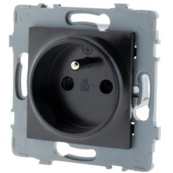 Prise Simple 2P+T Encastrable – Zenitech – Métal Noir Brossé – Kouro