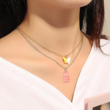 Collar Infantil de Oso y Mariposa