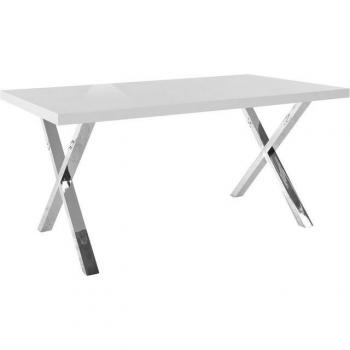 PAROLI Esstisch Ixus – Silber, 160 × 75 × 90 cm, X‑Ständer