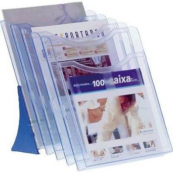 Expositor de sobremesa A4 vertical 5 compartimentos azul