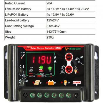 Controlador de Carga Solar 12V 30A SL02B