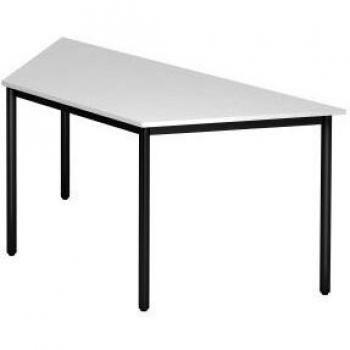 Trapeztisch mit Rundfuß 160x69cm in Weiß/Schwarz