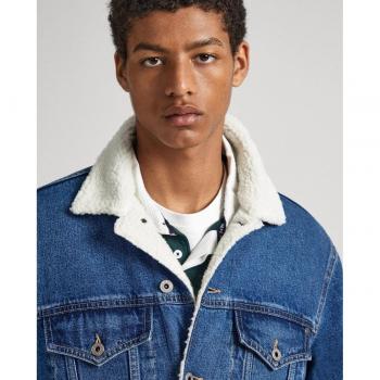Chaqueta de mezclilla azul para hombre con forro de borreguito Pepe Jeans
