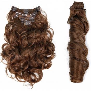 Extensión de Cabello Clip 22 – 8 Unidades, Pelo Sintético Natural, Calor Seguro