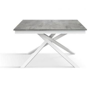 Mesa Konte.Design Madera Gris Cemento Base Blanca 140x80-190x80cm