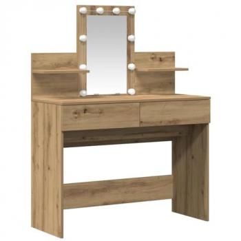 Mesa Tocador Roble Artesanal con Iluminación LED