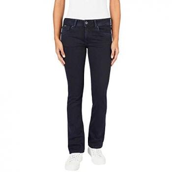 Vaquero recto de mujer Pepe Jeans Saturn, tiro medio, tejido elástico, color negro y azul