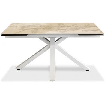 Mesa Extensible de Cerámica Mármol Blanco 90 cm x 160-240 cm H. 76 cm