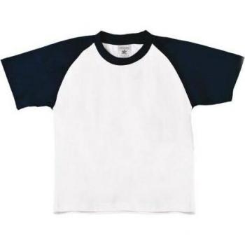 B&C Junior Baseball Tee, 3 bis 4 Jahre, rot/weiß