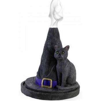 Incensiere cappello da strega con gatto