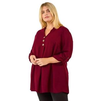 Wine‑Tinted Roman Curve Tunic Top