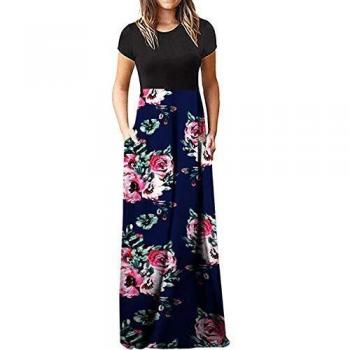 Robe Longue B-Fleurie Marine 46 EU