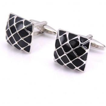 Gemelos Black Luxe C‑MAN con Botones y Abotoaduras en Plata