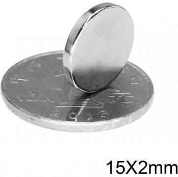 100 pièces aimants néodyme ronds 15x2mm