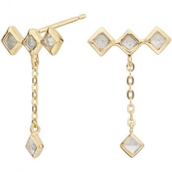 Pendientes de labradorita y piedra lunar con baño de oro de 18k
