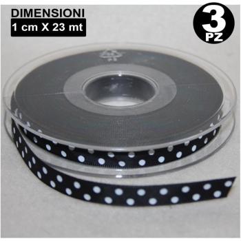 Ensemble de 3 Rouleaux de Nastro Blanc à Pois