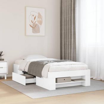 VidaXL 90x200 cm Bed Frame White Engineered Wood