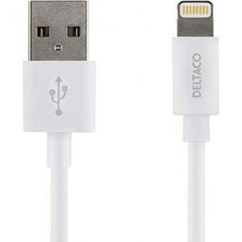 Deltaco USB A zu Lightning Kabel, 1 m, kompatibel mit Apple Produkten