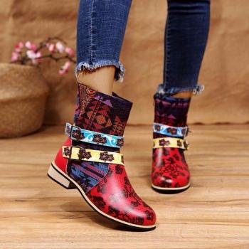 Plus Size Vintage Ankle Boots with Zippers