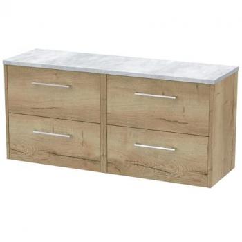 Juno Modern Wall Hung 4-Drawer Vanity Unit with Bellato Grey Worktop