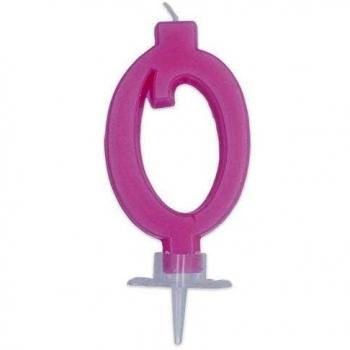 Candela Sagomata Numero 0 Rosa 7 CM