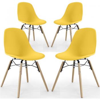 Silla de Mesa Skögur – Patrón Nórdico, Patas de Madera, Pack Cuatro