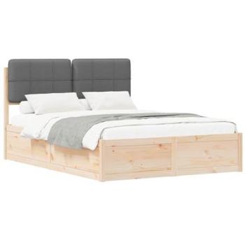 Vidaxl Bettgestell mit polstertem Kopfteil 160 × 200 cm – Dunkelgrau