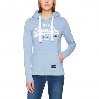 Superdry Damen Kapuzenpullover Vintage Logo Foil Pop Entry, Blau