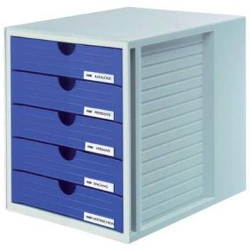 HAN Systembox 1450-14 Cassettiera Grigio luminescente DIN A4, DIN C4 Numero cassetti: 5
