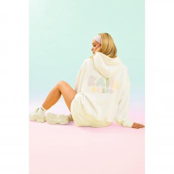 Kaiia Design Bubble Logo Oversized Hoodie Off White & Rainbow