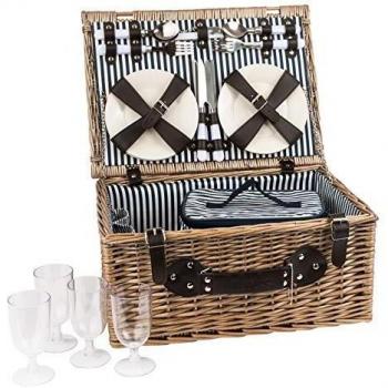 Three Rivers Wicker Picnic Basket for 4