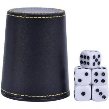 KTV Dice Cup with 5 Dice in PU Leather