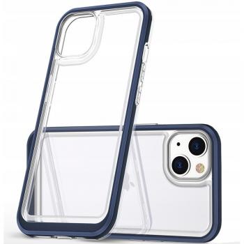 Hurtel Durchsichtiger 3‑in‑1 Schutz für iPhone 14 – Silikonrahmen, blau