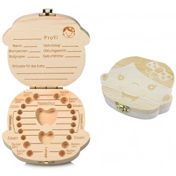 Aitsite Zahnaufbewahrungsbox Holz, Milchzähne, Deutsch