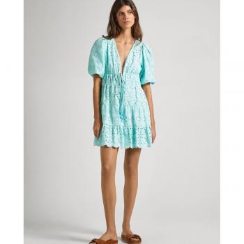 Pepe Jeans Short Dress Blue Female Size L