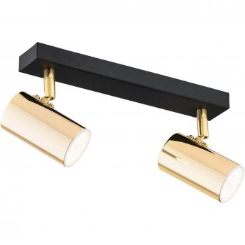 Spot Plafond Argon Lund Noir Or 2 Ampoules