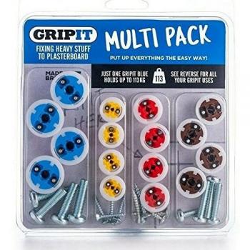 Gripit GRPMULTIPK Plasterboard Fixings Multi Pack, 16 Piece, Clam Pack